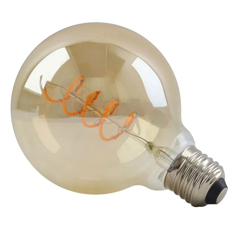 Dimbare Olucia E27 LED filament lamp Tuelo, amber, G80, 4W, 2200K