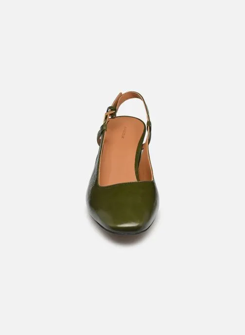 Escarpins - Slingback n°617 - Cuir vernis - Kaki - Vert