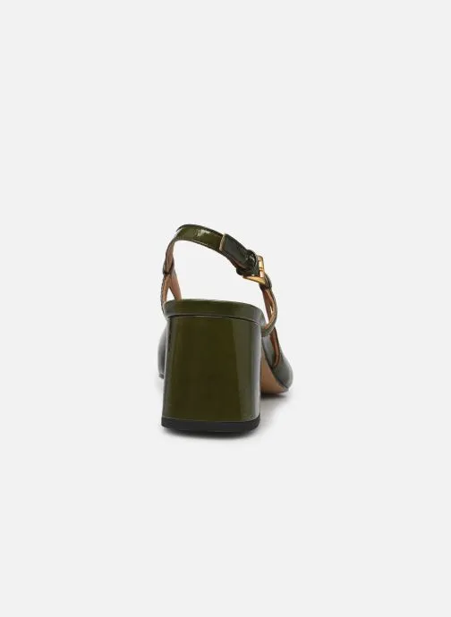 Escarpins - Slingback n°617 - Cuir vernis - Kaki - Vert