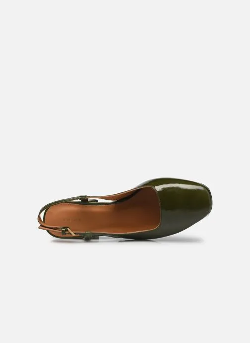 Escarpins - Slingback n°617 - Cuir vernis - Kaki - Vert